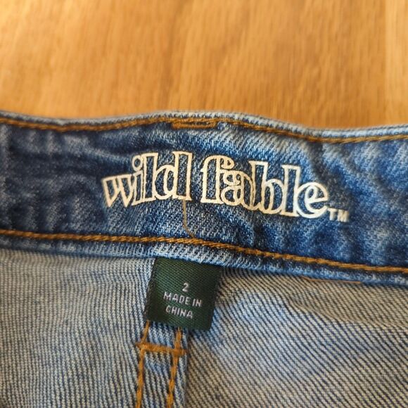 Wild Fable Jeans Womens 2 Denim Blue High Rise Straight Distressed Stretch 90s - Picture 4 of 7